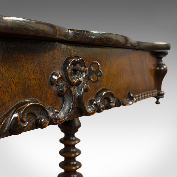 Antique Collector's Table, Walnut, Rosewood, Craft, Hobby Stand, Victorian, 1900