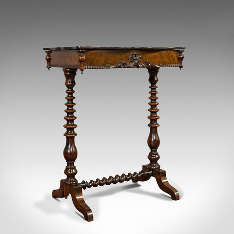 Antique Collector's Table, Walnut, Rosewood, Craft, Hobby Stand, Victorian, 1900