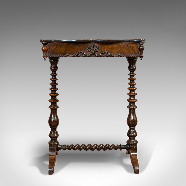 Antique Collector's Table, Walnut, Rosewood, Craft, Hobby Stand, Victorian, 1900