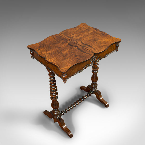 Antique Collector's Table, Walnut, Rosewood, Craft, Hobby Stand, Victorian, 1900