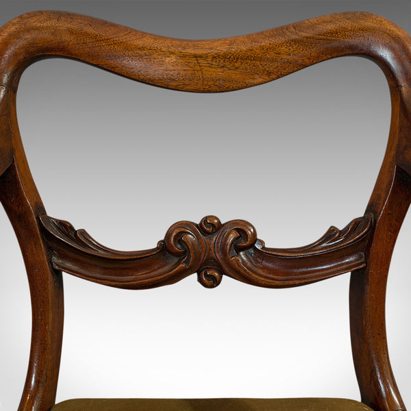 Antique Scroll Arm Chair, English, Mahogany, Buckle Back, Seat, William IV, 1835