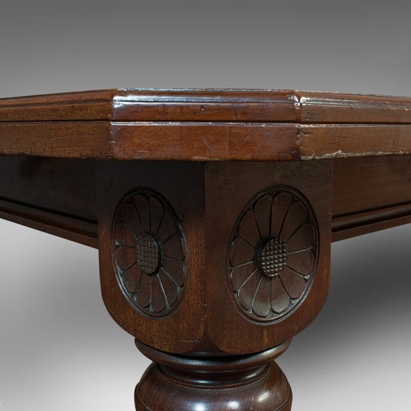 Large 9'7" Antique Extending Dining Table, Mahogany, 3 Leaf, Seats 10, Victorian