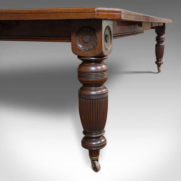 Large 9'7" Antique Extending Dining Table, Mahogany, 3 Leaf, Seats 10, Victorian