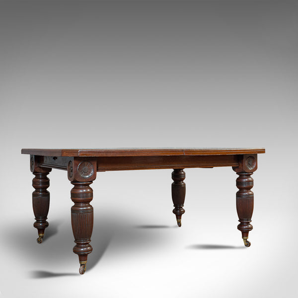 Large 9'7" Antique Extending Dining Table, Mahogany, 3 Leaf, Seats 10, Victorian