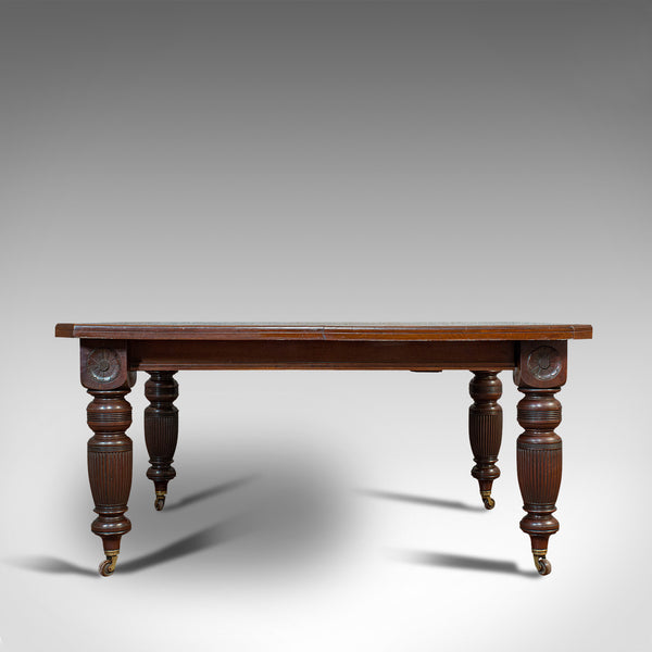 Large 9'7" Antique Extending Dining Table, Mahogany, 3 Leaf, Seats 10, Victorian