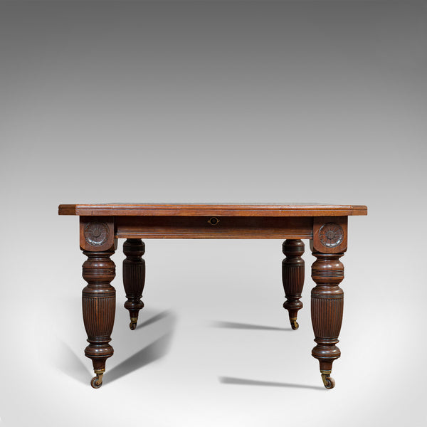 Large 9'7" Antique Extending Dining Table, Mahogany, 3 Leaf, Seats 10, Victorian