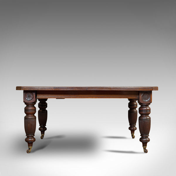Large 9'7" Antique Extending Dining Table, Mahogany, 3 Leaf, Seats 10, Victorian