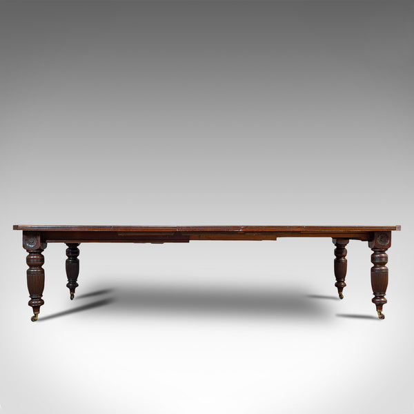Large 9'7" Antique Extending Dining Table, Mahogany, 3 Leaf, Seats 10, Victorian