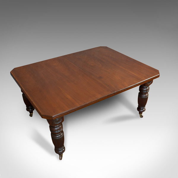 Large 9'7" Antique Extending Dining Table, Mahogany, 3 Leaf, Seats 10, Victorian