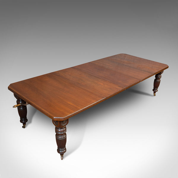 Large 9'7" Antique Extending Dining Table, Mahogany, 3 Leaf, Seats 10, Victorian
