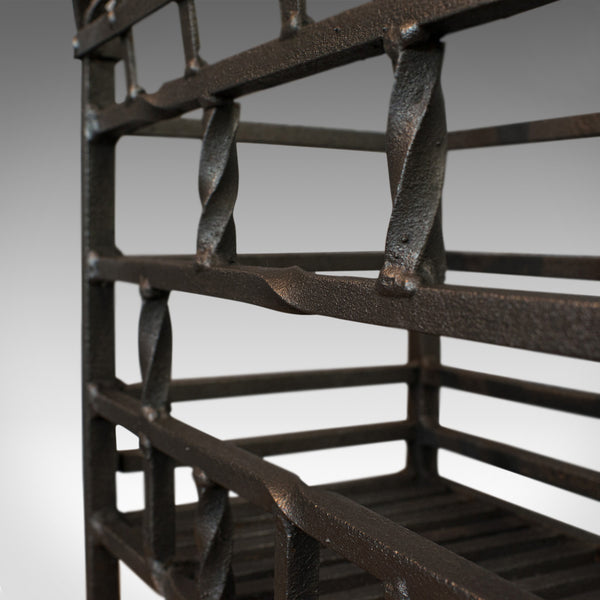 Antique Fire Basket, English, Cast Iron, Fireside Grate, Late Victorian, C.1900