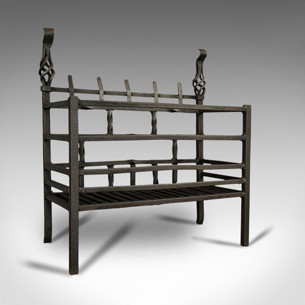 Antique Fire Basket, English, Cast Iron, Fireside Grate, Late Victorian, C.1900