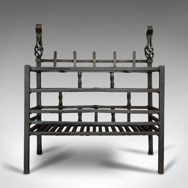 Antique Fire Basket, English, Cast Iron, Fireside Grate, Late Victorian, C.1900
