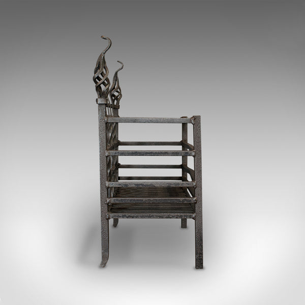 Antique Fire Basket, English, Cast Iron, Fireside Grate, Late Victorian, C.1900