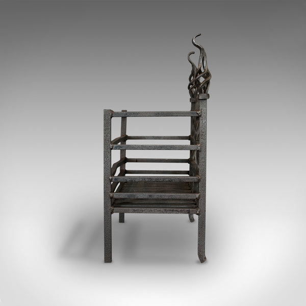 Antique Fire Basket, English, Cast Iron, Fireside Grate, Late Victorian, C.1900