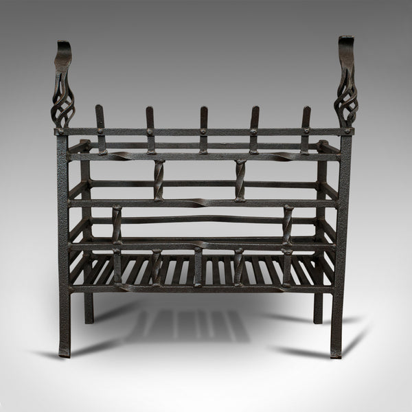 Antique Fire Basket, English, Cast Iron, Fireside Grate, Late Victorian, C.1900