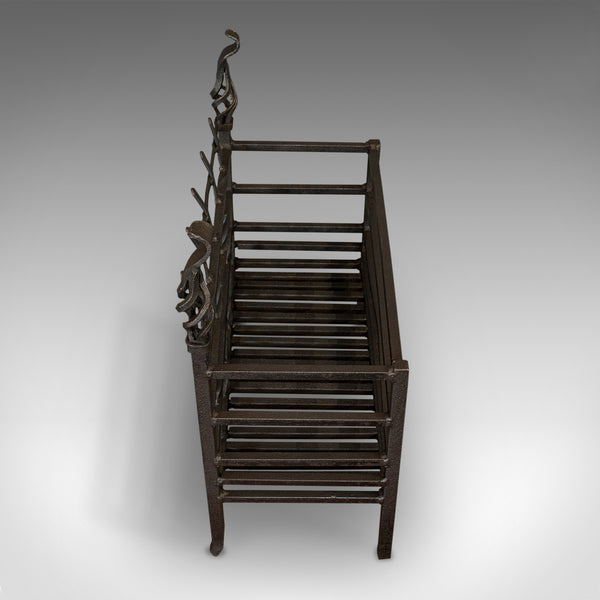 Antique Fire Basket, English, Cast Iron, Fireside Grate, Late Victorian, C.1900