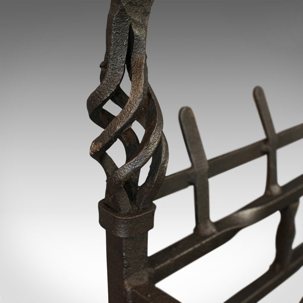 Antique Fire Basket, English, Cast Iron, Fireside Grate, Late Victorian, C.1900