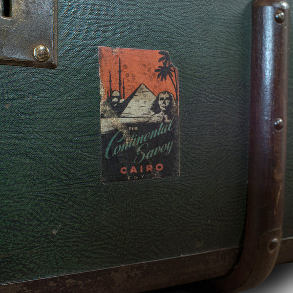 Large Antique Steamer Chest, English, Canvas, Travel Trunk, Drawco, Edwardian