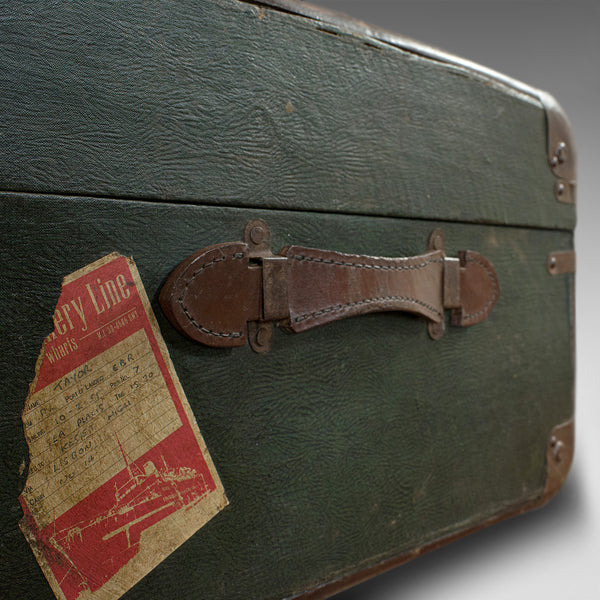 Large Antique Steamer Chest, English, Canvas, Travel Trunk, Drawco, Edwardian