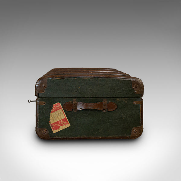 Large Antique Steamer Chest, English, Canvas, Travel Trunk, Drawco, Edwardian