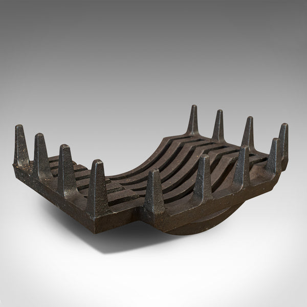 Vintage Fireplace, English, Cast Iron Fire Grate, Steel Andirons, Art Deco, 1940