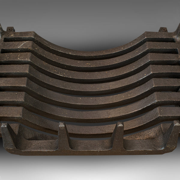 Vintage Fireplace, English, Cast Iron Fire Grate, Steel Andirons, Art Deco, 1940