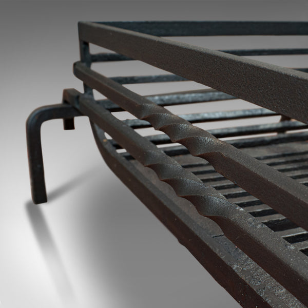 Large Antique Fireplace, English, Wrought Iron, Fire Basket, Andirons, Victorian