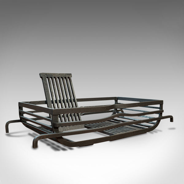 Large Antique Fireplace, English, Wrought Iron, Fire Basket, Andirons, Victorian