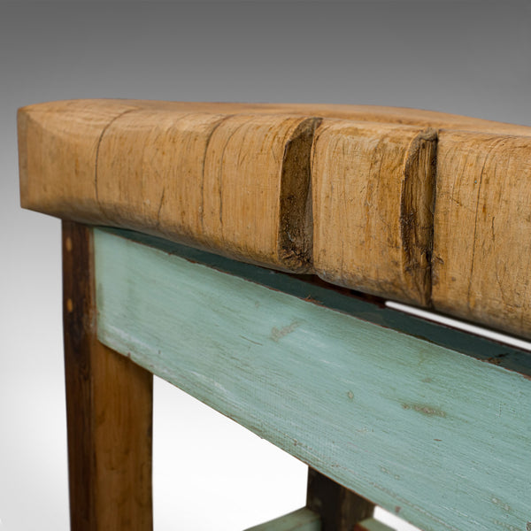 Antique Butcher's Block, English, Beech, Teak, Work Table, Kitchen Island, 1900