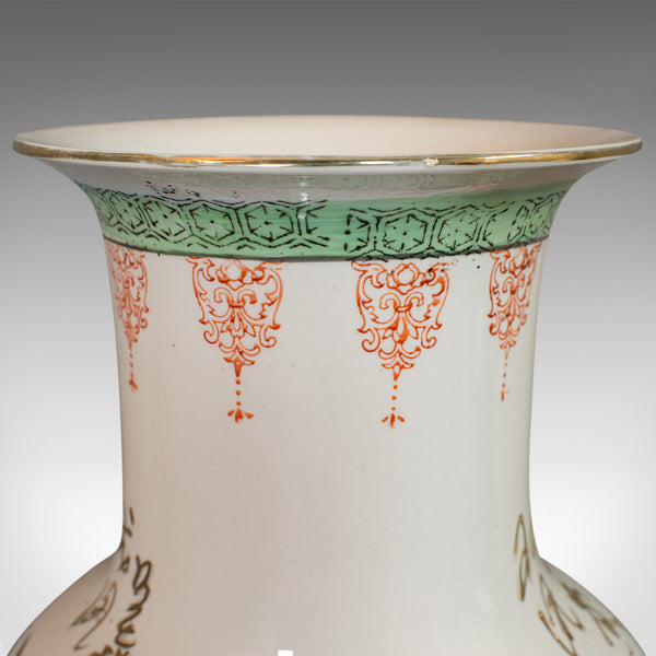 Vintage Flower Vase, Oriental, Ceramic, Baluster Urn, Art Deco, Bird of Paradise