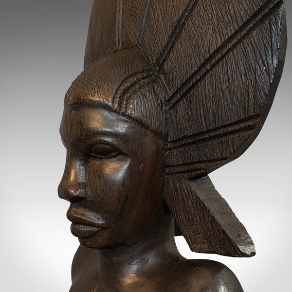 Antique Female Statue, African, Ebony, Hand Carved, Tribal Figure, Circa 1900