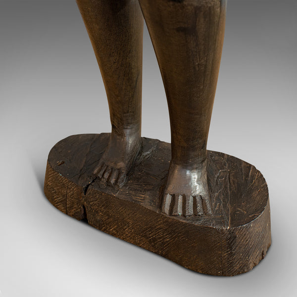 Antique Female Statue, African, Ebony, Hand Carved, Tribal Figure, Circa 1900