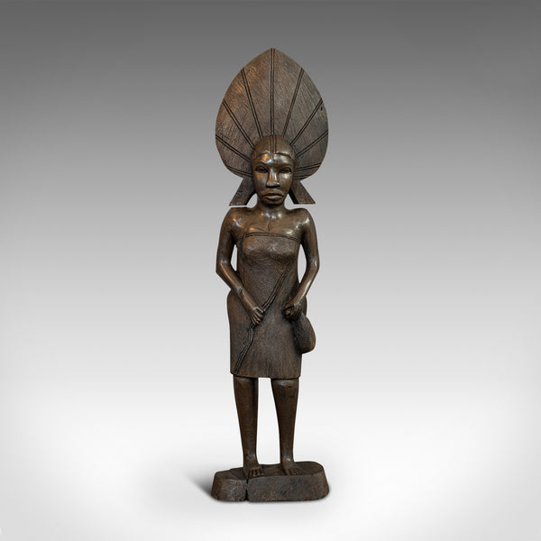 Antique Female Statue, African, Ebony, Hand Carved, Tribal Figure, Circa 1900