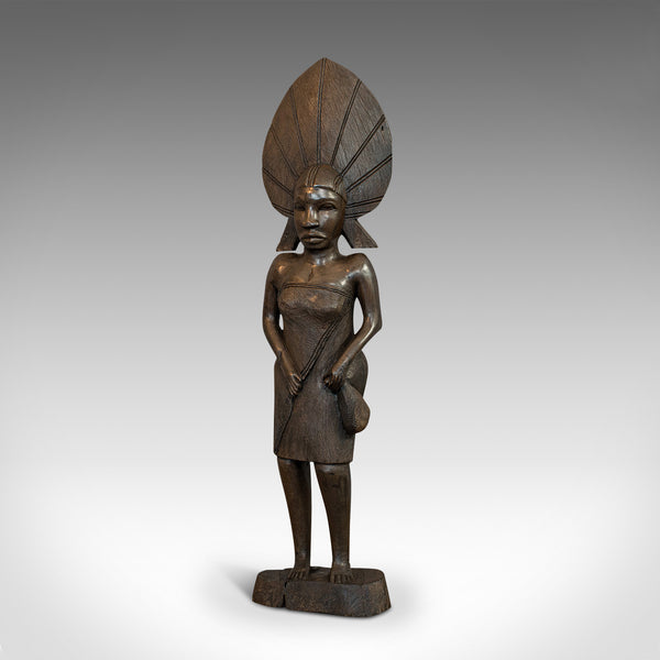 Antique Female Statue, African, Ebony, Hand Carved, Tribal Figure, Circa 1900