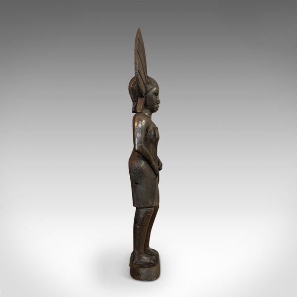 Antique Female Statue, African, Ebony, Hand Carved, Tribal Figure, Circa 1900