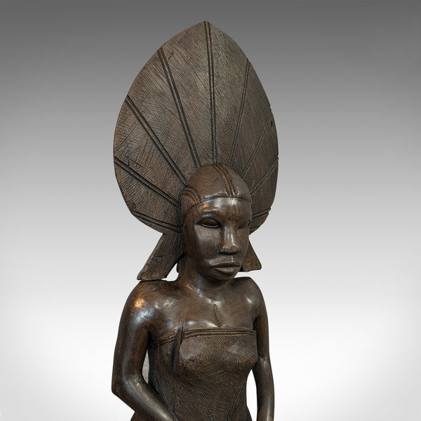 Antique Female Statue, African, Ebony, Hand Carved, Tribal Figure, Circa 1900