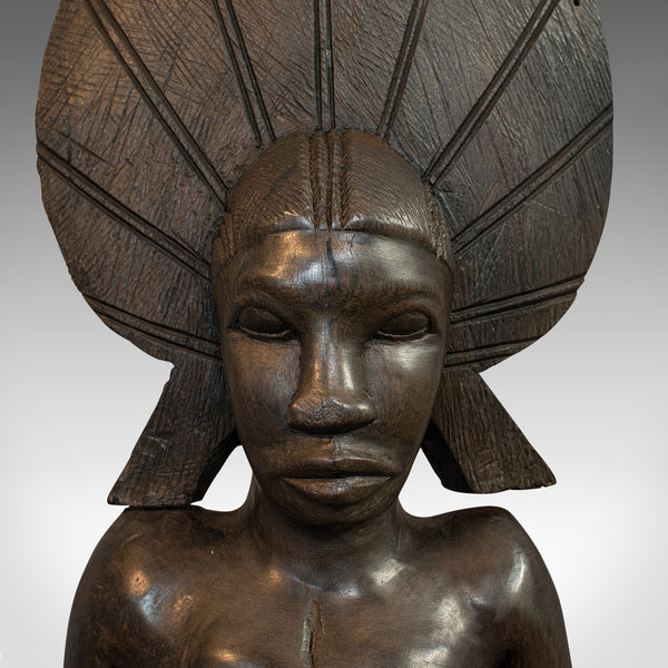 Antique Female Statue, African, Ebony, Hand Carved, Tribal Figure, Circa 1900