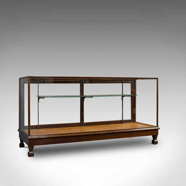 Large Antique Shop Display Cabinet, English, Oak, Showcase, Edwardian, C.1910