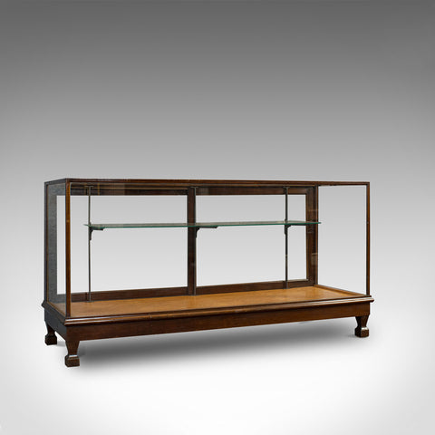 Large Antique Shop Display Cabinet, English, Oak, Showcase, Edwardian, C.1910