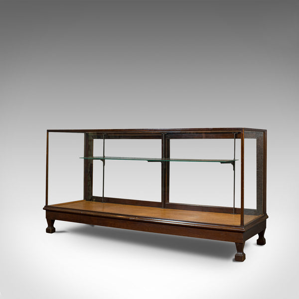 Large Antique Shop Display Cabinet, English, Oak, Showcase, Edwardian, C.1910