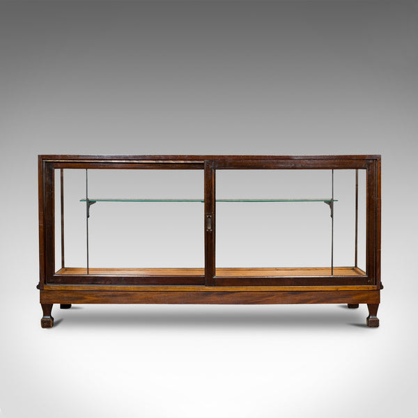 Large Antique Shop Display Cabinet, English, Oak, Showcase, Edwardian, C.1910