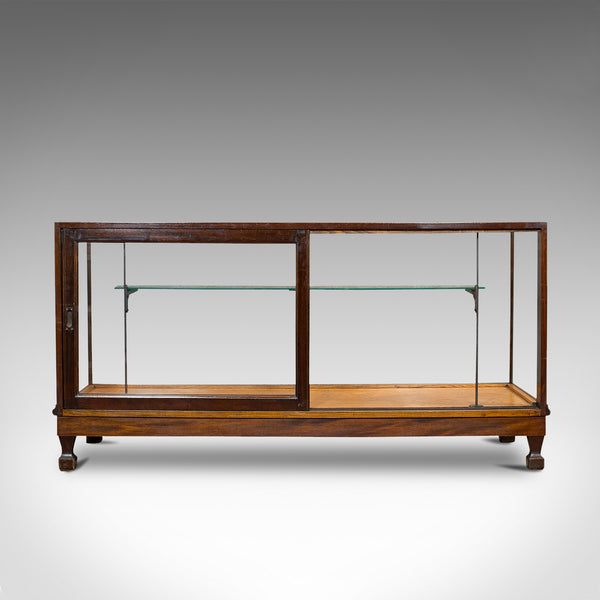 Large Antique Shop Display Cabinet, English, Oak, Showcase, Edwardian, C.1910