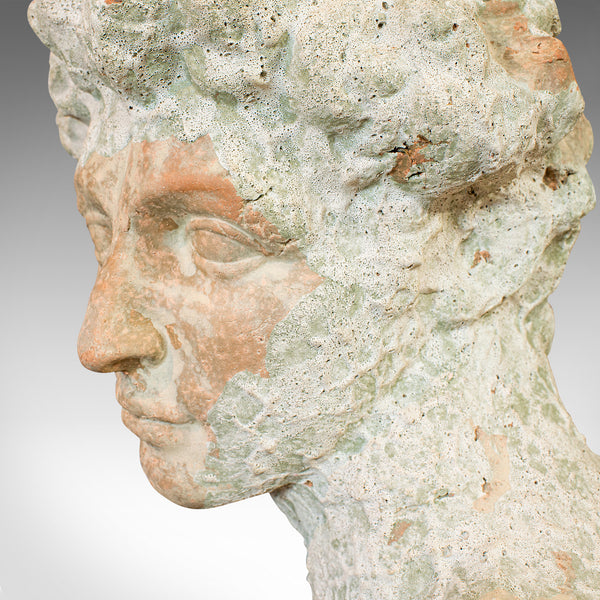 Vintage Male Bust, English, Terracotta, Figure, Neo Classical, David, Circa 1950