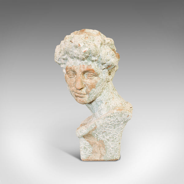 Vintage Male Bust, English, Terracotta, Figure, Neo Classical, David, Circa 1950