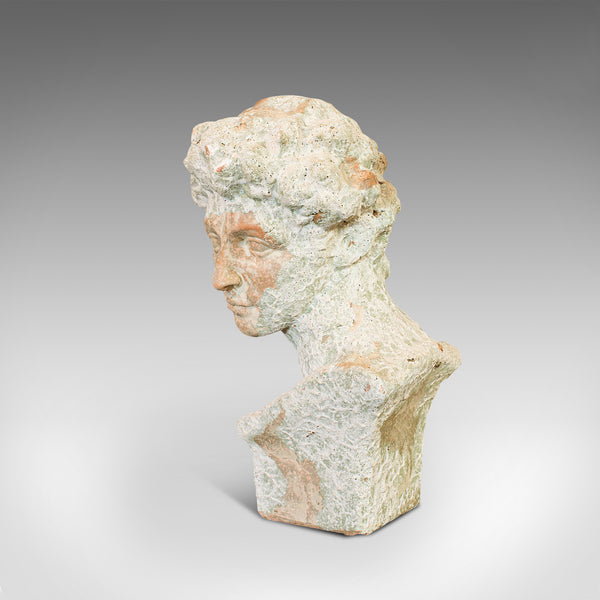 Vintage Male Bust, English, Terracotta, Figure, Neo Classical, David, Circa 1950