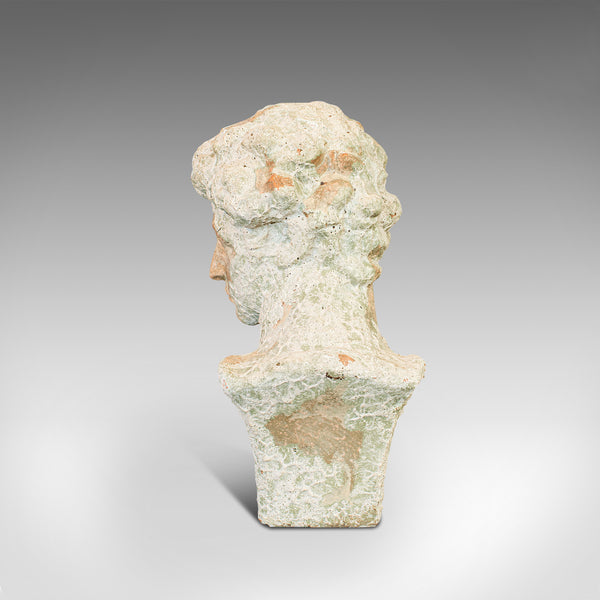 Vintage Male Bust, English, Terracotta, Figure, Neo Classical, David, Circa 1950