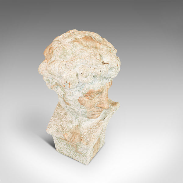 Vintage Male Bust, English, Terracotta, Figure, Neo Classical, David, Circa 1950