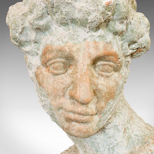 Vintage Male Bust, English, Terracotta, Figure, Neo Classical, David, Circa 1950