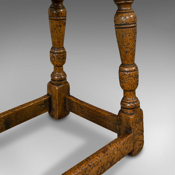 Small Antique Joint Stool, Oak, Seat, Side Table, Jacobean Revival, Victorian